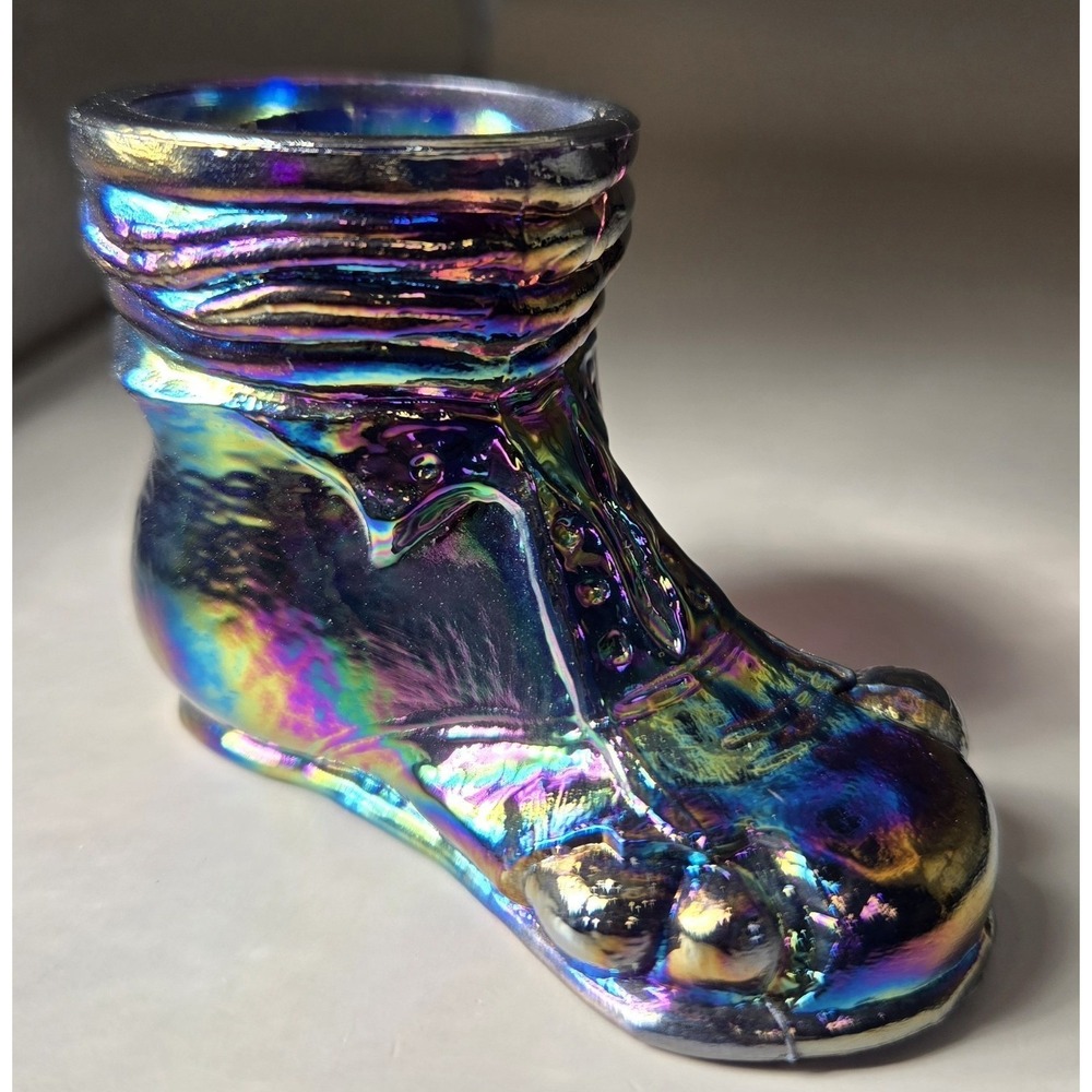 Vintage Toothpick Holder Boyd Hobo Shoe Toes Sticking Out. Iridescent Glass - Picture 6 of 7